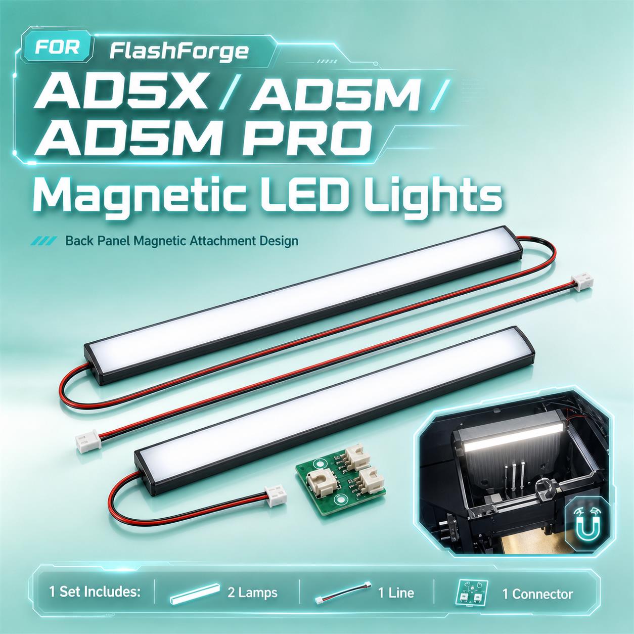 3D Printer Cable Chain - Светодиодная лента FLASHFORGE Adventurer 5M AD5M,